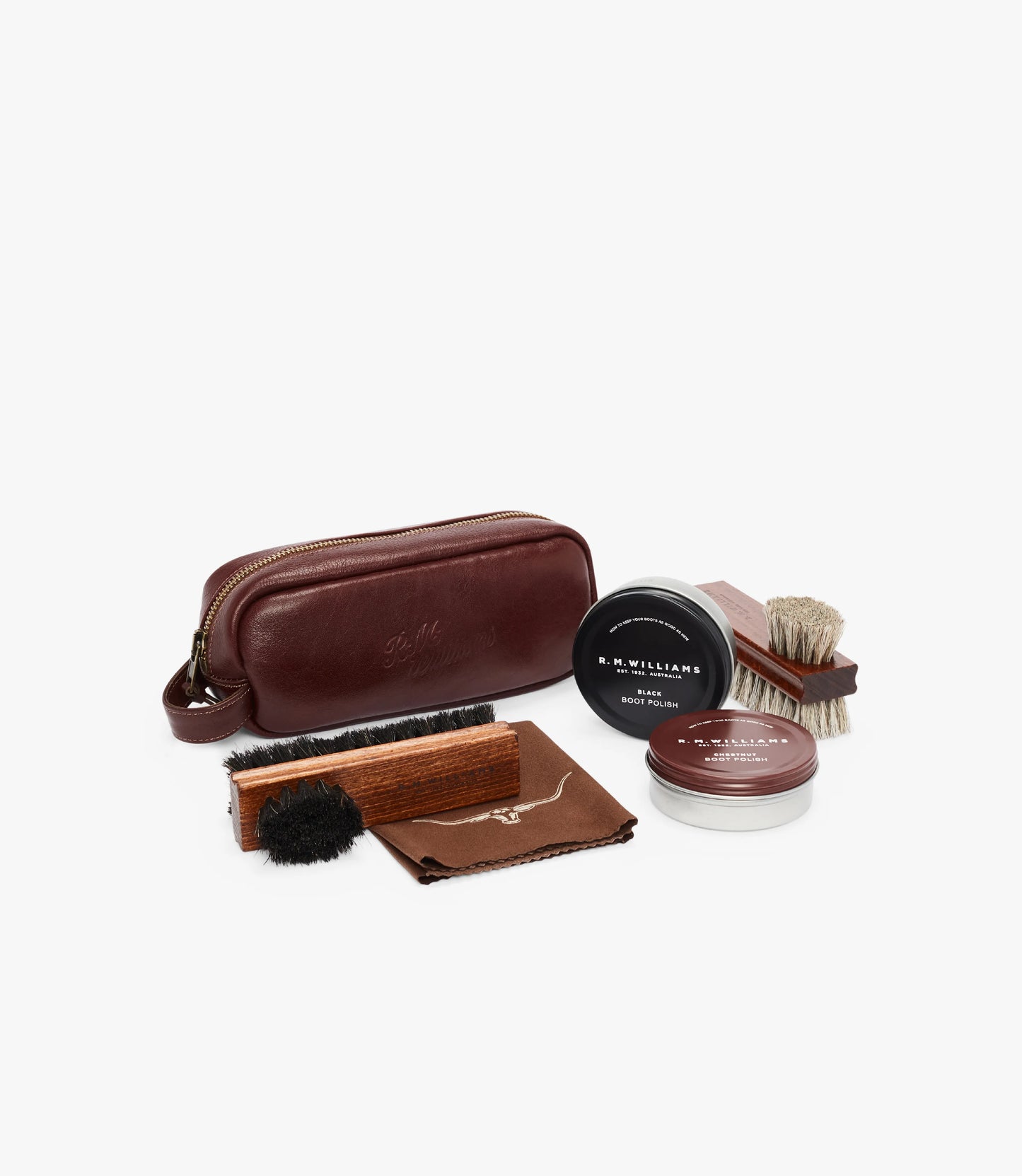 Leather Travel Care Kit - Vintage Brown