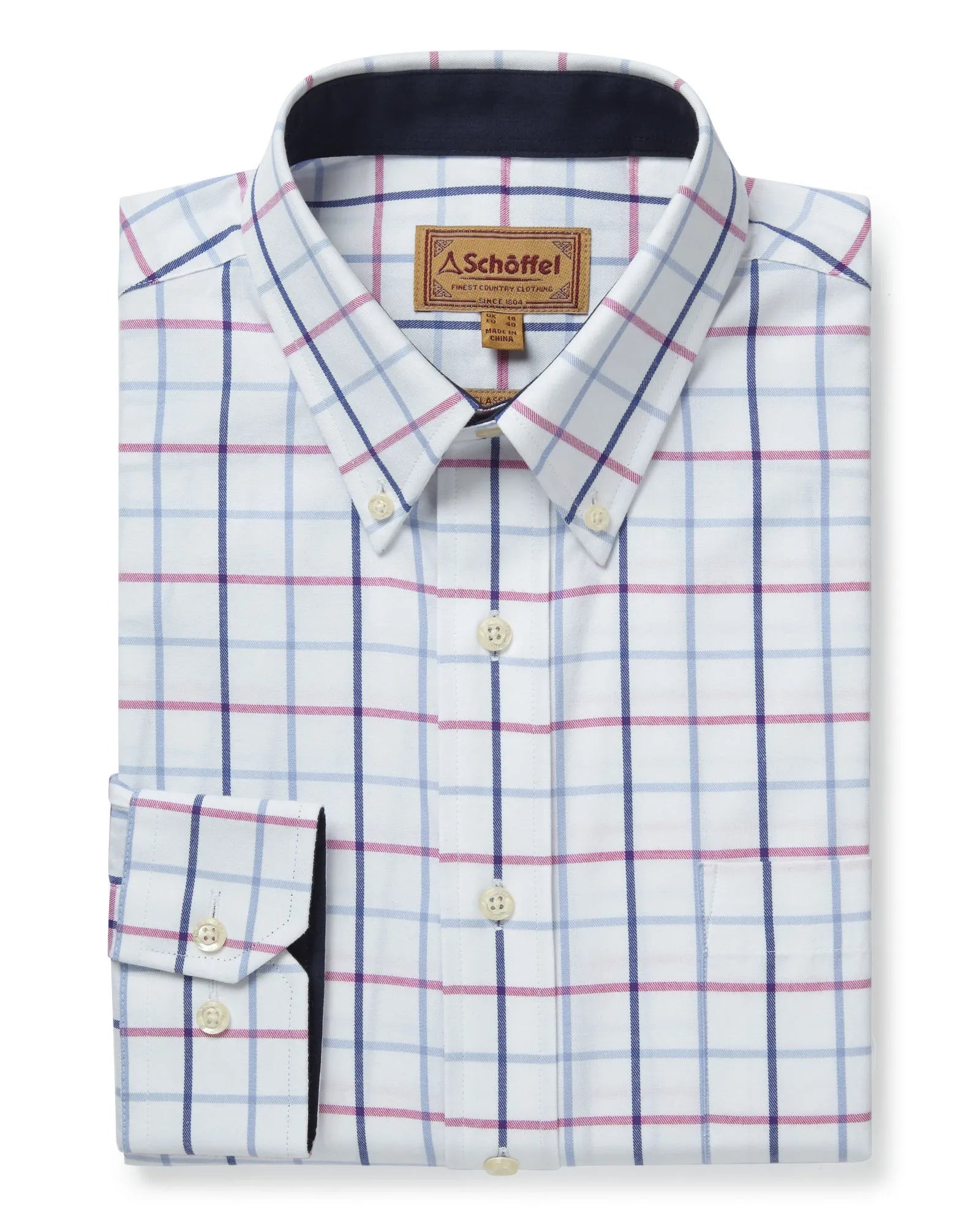 Brancaster Classic Shirt - Blue/Pink Check