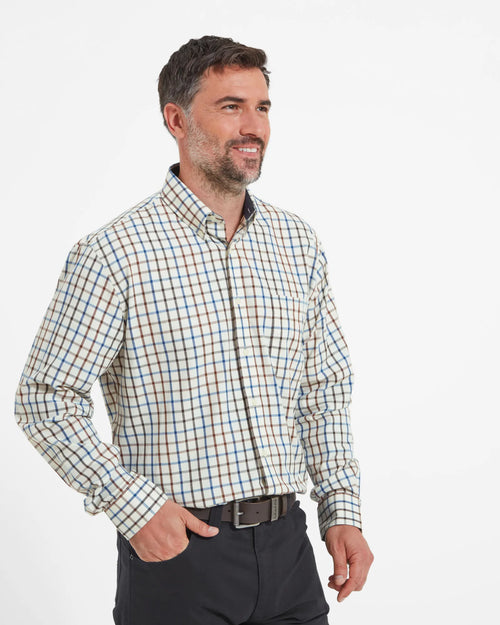 Brancaster Classic Shirt - Brown/Navy Check