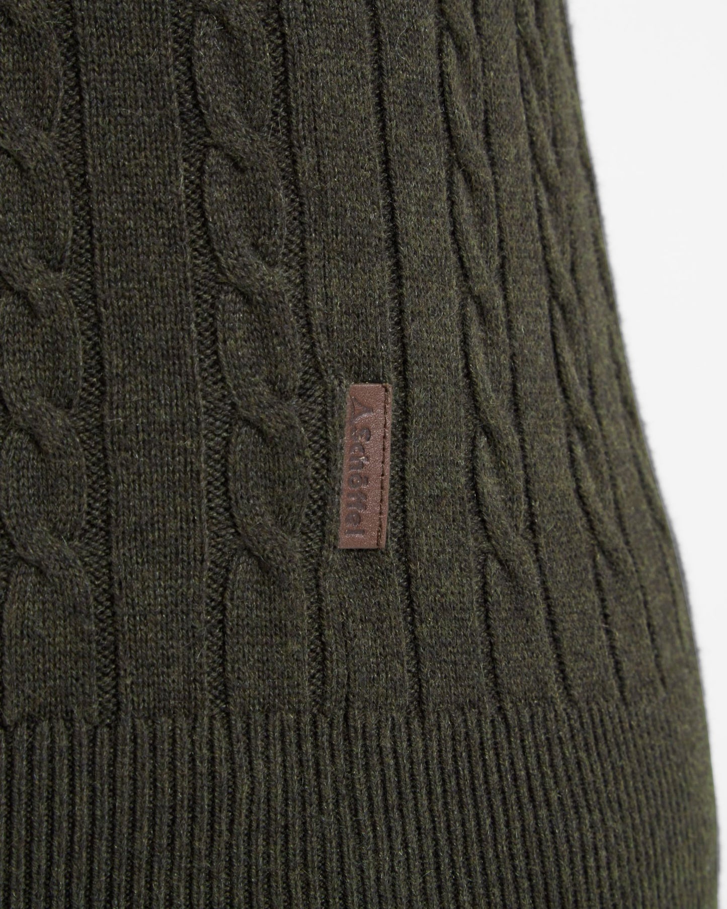 Cotton Cashmere Cable 1/4 Zip Jumper - Loden Green