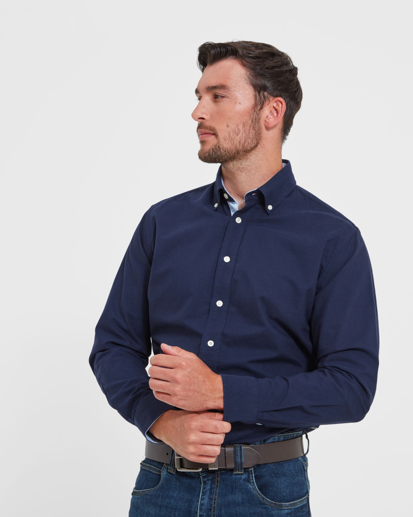 Holt Soft Oxford Tailored Shirt - Navy