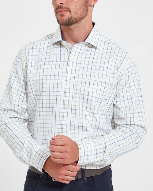 Wells Tailored Shirt - Green/Navy/Brown Check
