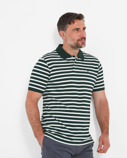 St Ives Tailored Polo - Green Stripe