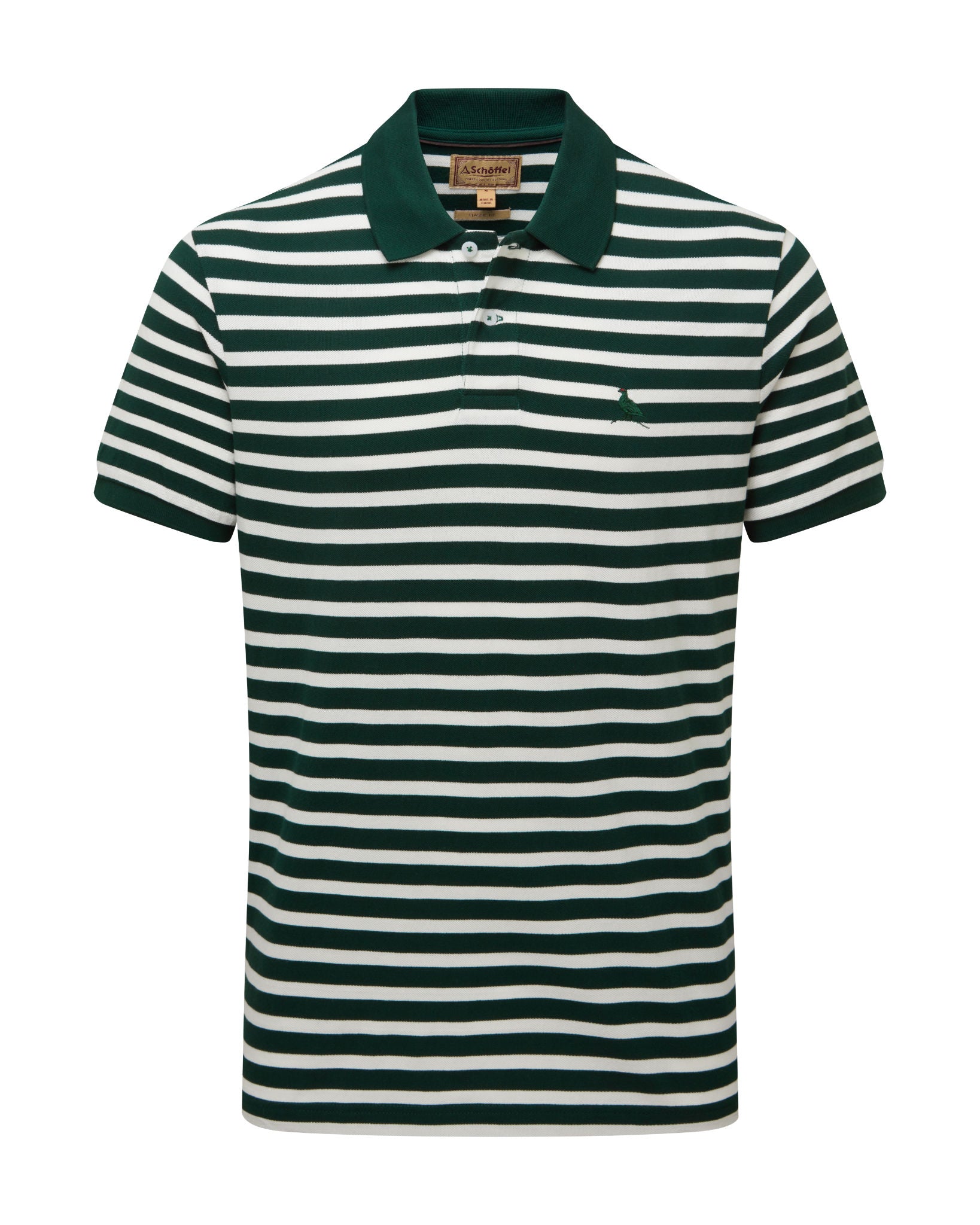 St Ives Tailored Polo - Green Stripe