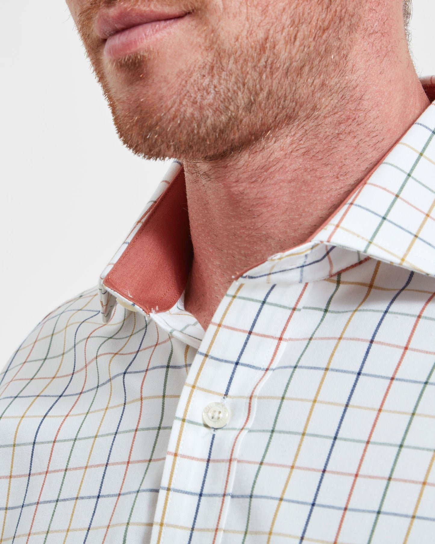 Wells Tailored Shirt - Rust/Green/Mustard Check