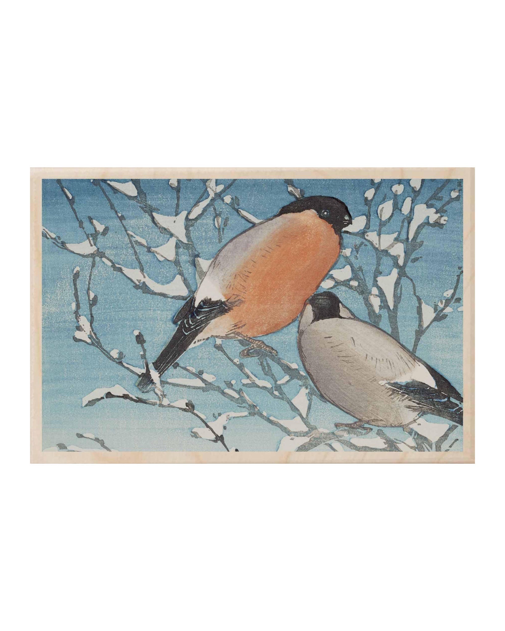 Bullfinches Wooden Postcard