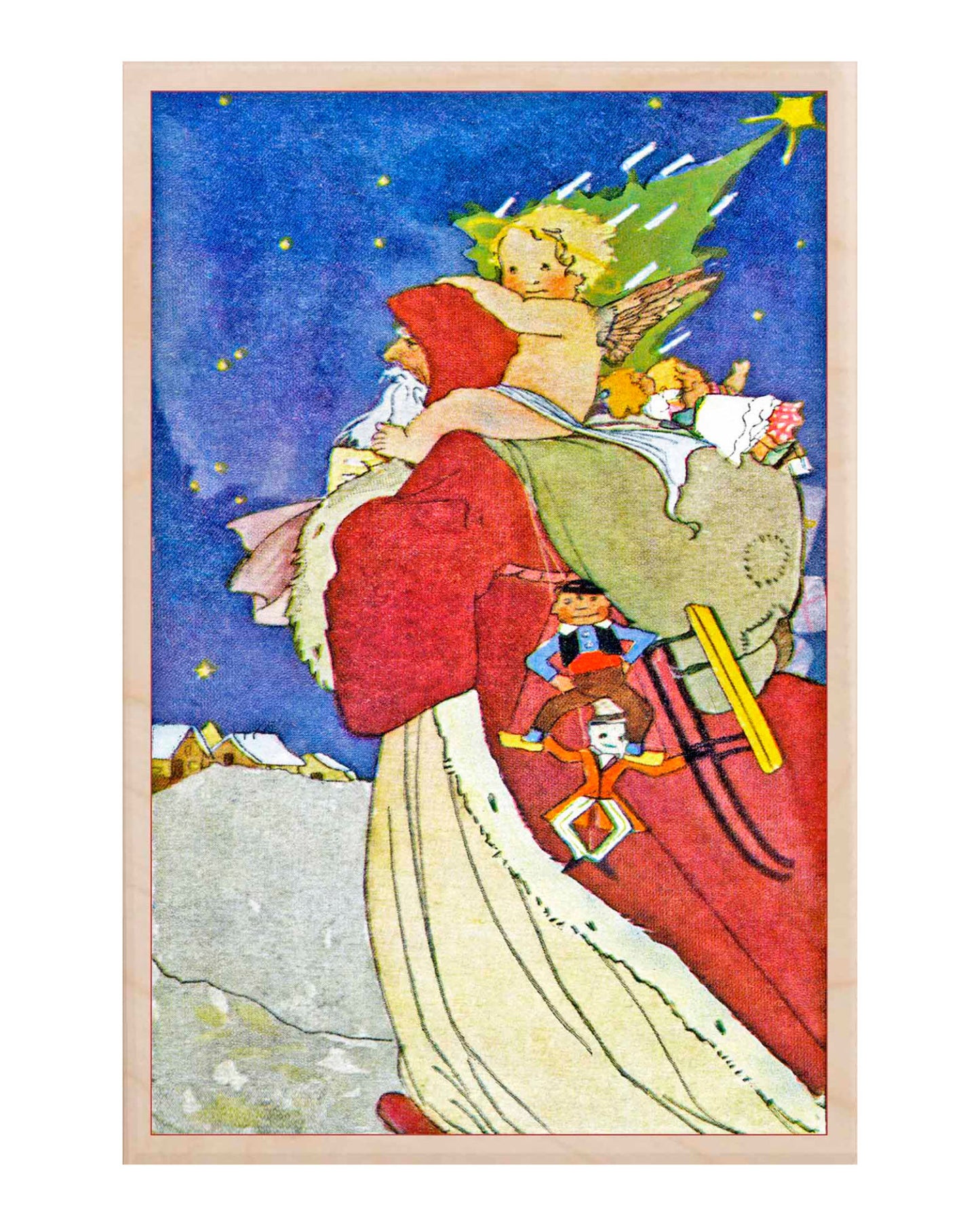 Father Christmas' Mission Wooden Postcard