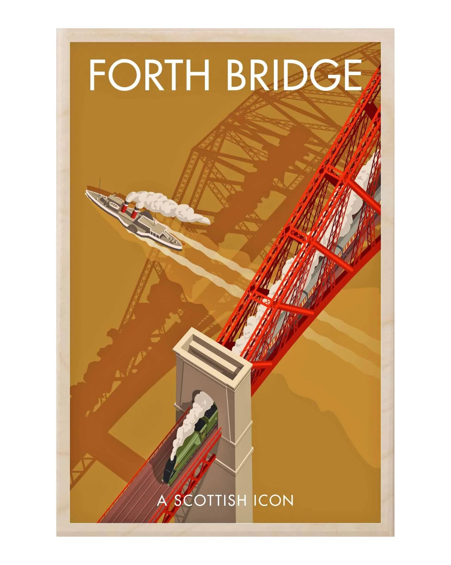 Forth Bridge Wooden Postcard