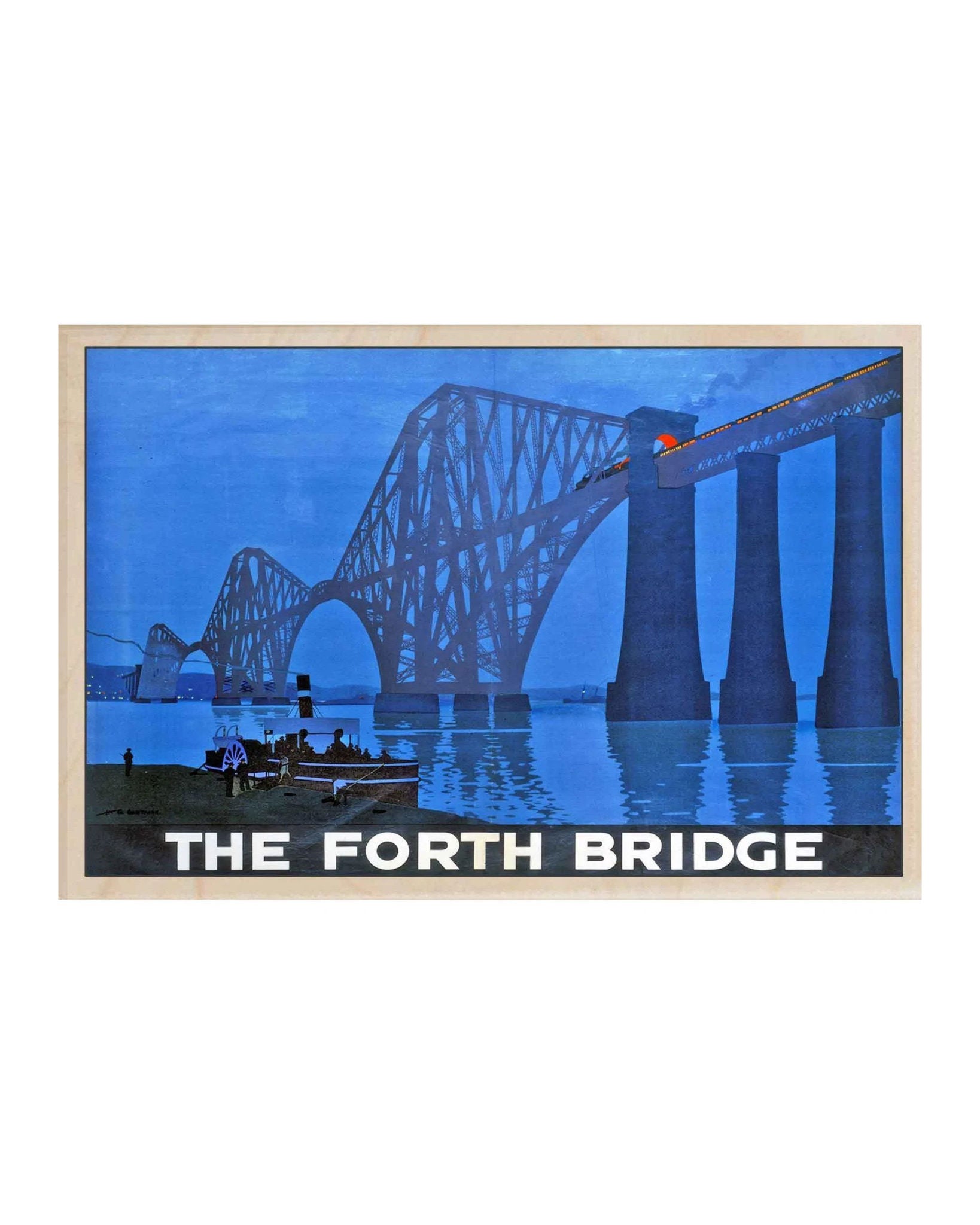 Forth Bridge Wooden Postcard