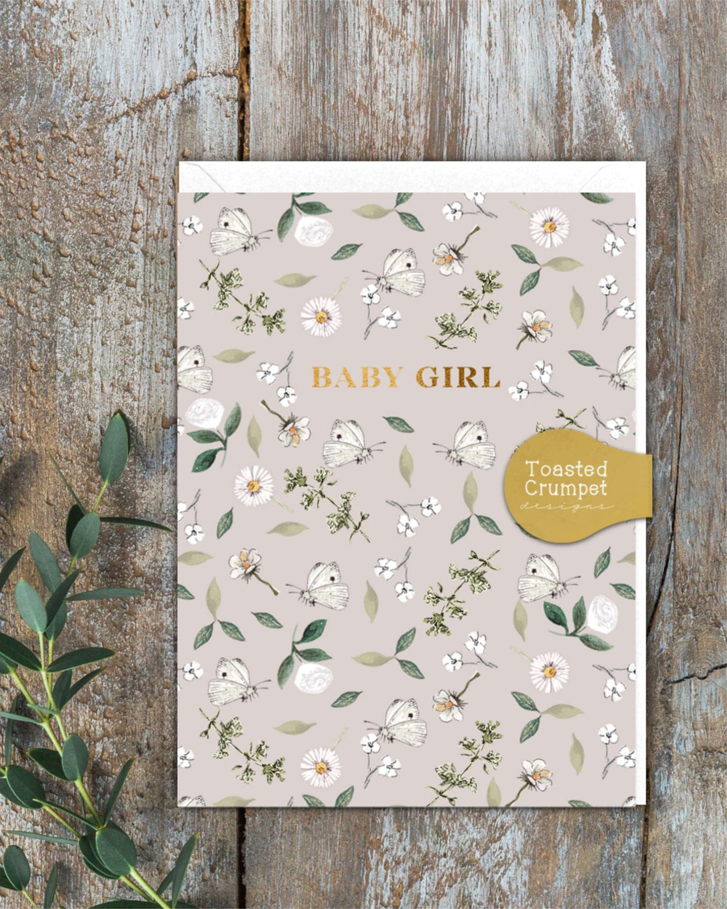 Baby Girl (White Butterflies) Card